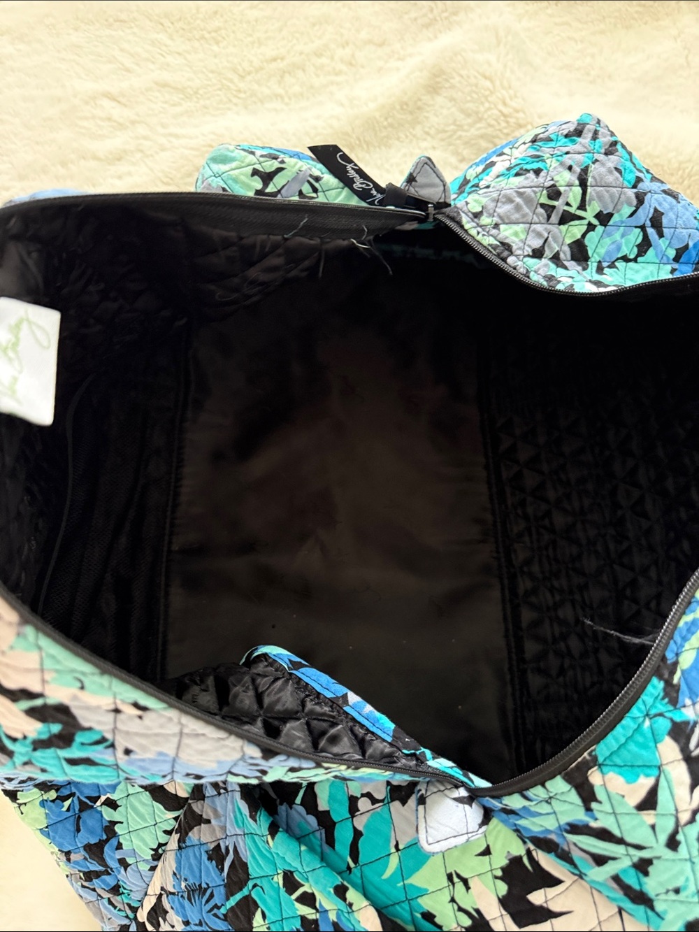 Vera Bradley Large Quilted Blue Camofloral Duffle Weekender Travel Bag - Picture 6 of 6